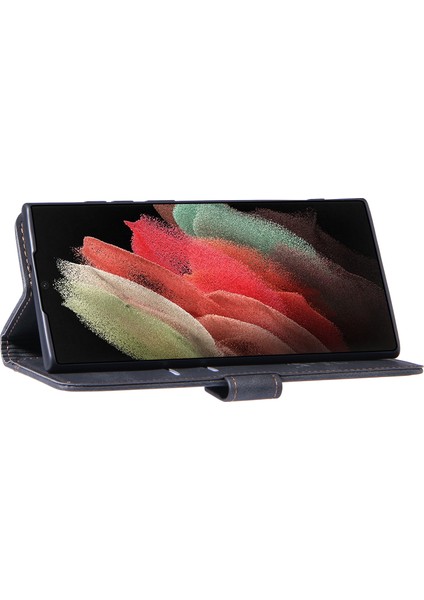 Samsung Galaxy S23 Ultra Dikiş Pu Deri Cüzdan Telefon Kapağı Dış Kart Tutucu Telefon Stand Kılıfı (Yurt Dışından) modelleri