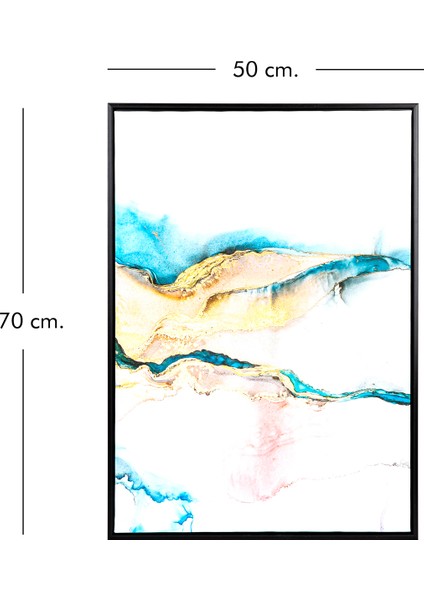 Siyah Ahşap Çerçeveli Soyut Kanvas Tablo Mavi-Sarı 50X3X70 Cm. fırsatları