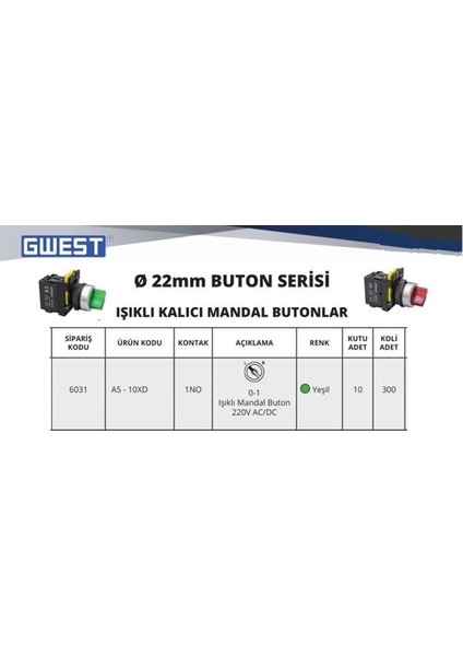 A5-10XD (Yeşil) 220V. LED Işıklı ( 0-1 )
