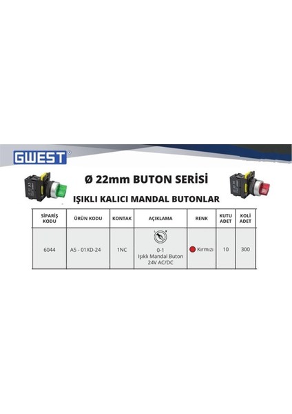 A5-01XD-24 (Kırmızı) 24V. LED Işıklı ( 0-1 ) fiyatları