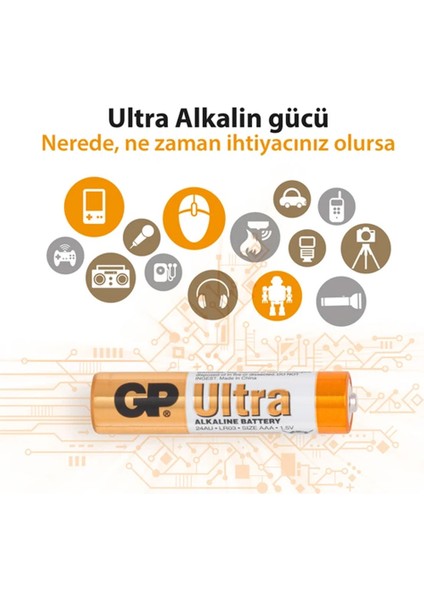 Gp Ultra Alkalin Aaa Boy Ince Pil 1.5V 1 Adet