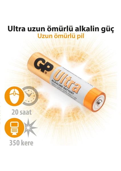 Gp Ultra Alkalin Aaa Boy Ince Pil 1.5V 1 Adet