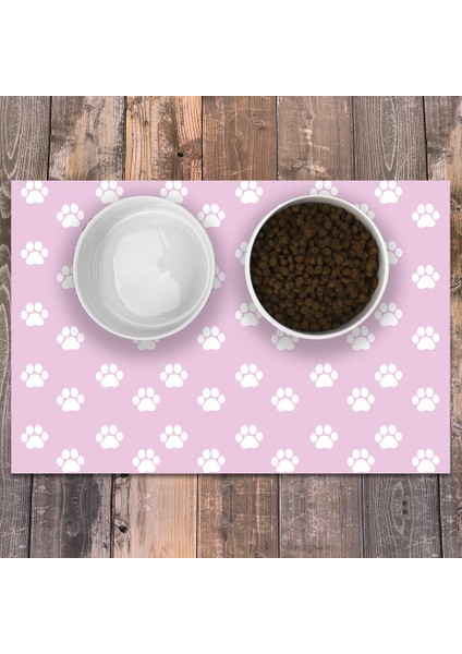 Vinil Kaymaz Tabanlı Keçe Baskılı Evcil Hayvan Pet Mama Paspası 30x45