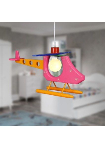 Helikopter Dekoratif Avize - Çocuk Odası Avizesi Pembe
