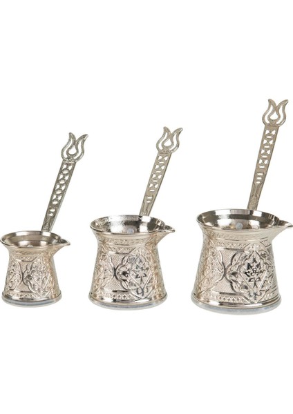 Cezve Takımı Üçlü Zamak Beyaz