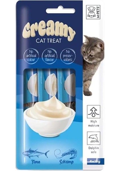 Creamy ton Balıklı ve Karidesli Kedi Ödülü 4 x 15G