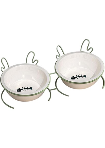 Yükseltilmiş Cat Bowl Yavru Kedi Su Kasesi Seramik Su Dağıtıcı Taşınabilir Malzemeler Çift Kase (Yurt Dışından) fırsatları