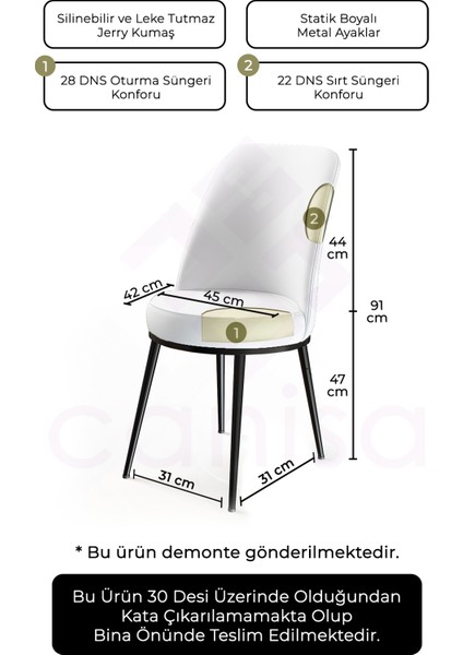 Concept Dexa Serisi Üst Kalite Mutfak Sandalyesi Metal Beyaz Iskeletli 1 Adet Sandalye