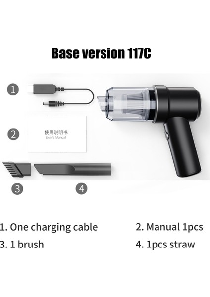 2'si 1 Arada Araba Elektrikli Süpürge Kablosuz Şarj Silgi El Yüksek Güçlü Küçük Tip Blower Duster Ofis Siyah (Yurt Dışından) modelleri