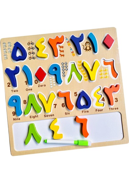 Ahşap Renkli Alfabe/sayı Arapça Bulmaca Board Boys Kızlar C (Yurt Dışından) fırsatları