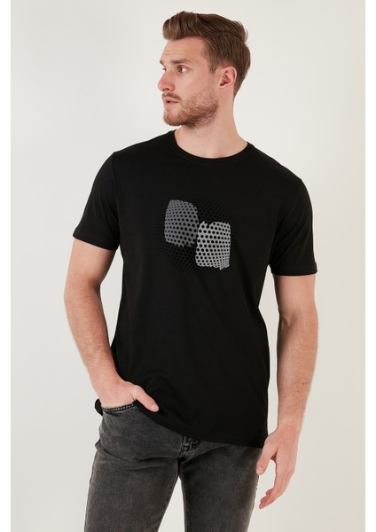 Baskılı Bisiklet Yaka Pamuk Slim Fit T Shirt Erkek T Shirt 646B3950 modelleri
