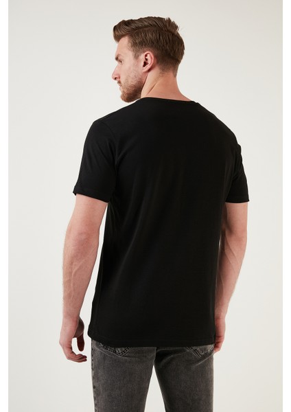 Baskılı Bisiklet Yaka Pamuk Slim Fit T Shirt Erkek T Shirt 646B3950 fırsatları