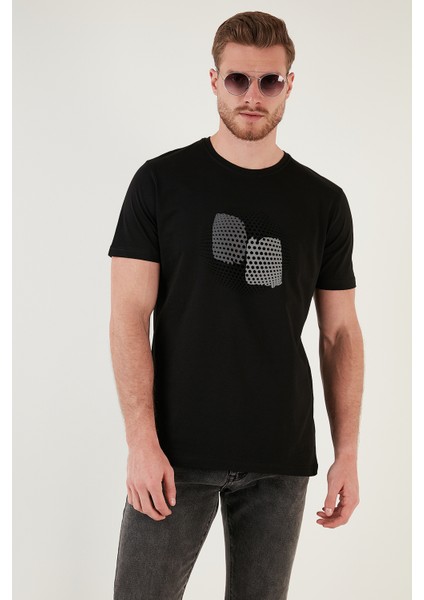 Baskılı Bisiklet Yaka Pamuk Slim Fit T Shirt Erkek T Shirt 646B3950 indirimleri