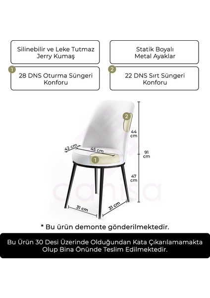 Concept Dexa Serisi Üst Kalite Mutfak Sandalyesi Metal Siyah Iskeletli 6 Adet  Sandalye