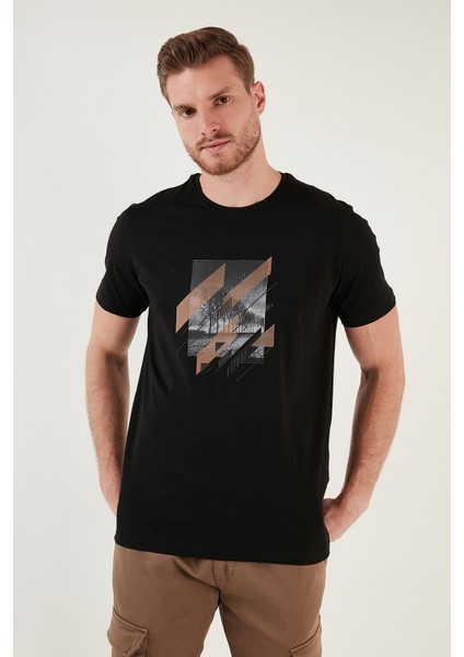 Baskılı Pamuk Bisiklet Yaka Slim Fit T Shirt Erkek T Shirt 646B3890 fiyatları