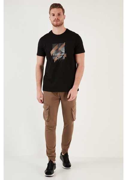 Baskılı Pamuk Bisiklet Yaka Slim Fit T Shirt Erkek T Shirt 646B3890 fırsatları