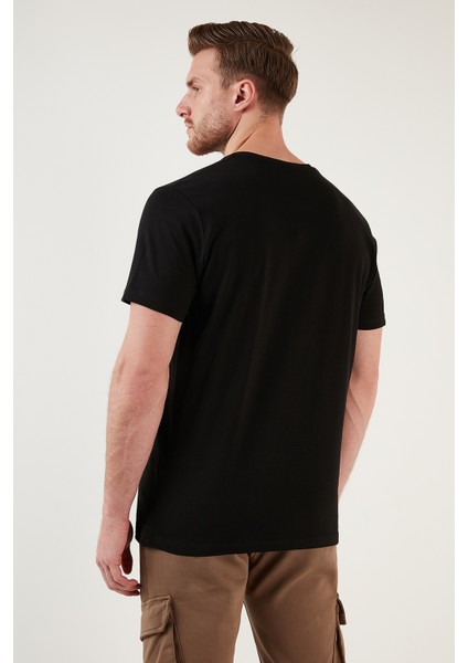 Baskılı Pamuk Bisiklet Yaka Slim Fit T Shirt Erkek T Shirt 646B3890 indirimleri