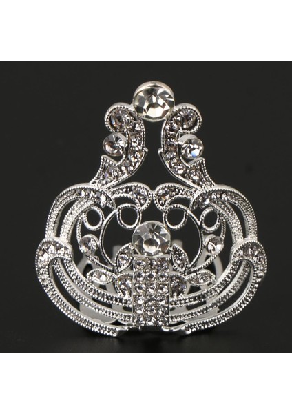 Clear Diamond Mini Crown Tiara Gelin Nedime Düğün Prom Saç Takı Gümüş (Yurt Dışından)