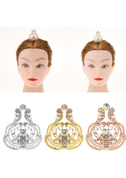 Clear Diamond Mini Crown Tiara Gelin Nedime Düğün Prom Saç Takı Gümüş (Yurt Dışından)