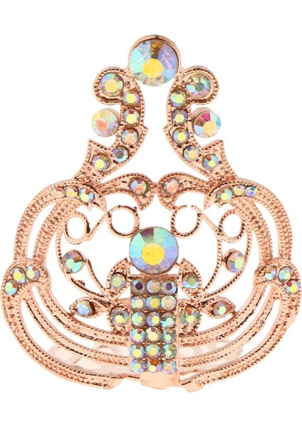 Clear Diamond Mini Crown Tiara Gelin Nedime Düğün Prom Saç Takı Gül Altın (Yurt Dışından)