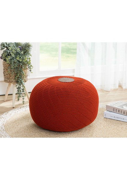 Knit Akrilik Örgü Puf 37X50 cm Turuncu