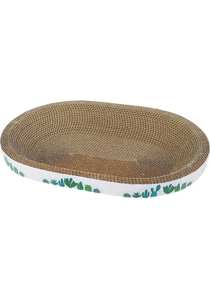 Oluklu Karton Kedi Çizik Çizik Ped Salonu Mat Karton Kedi Yatak Kedi Oval Kaktüs 43CM (Yurt Dışından)