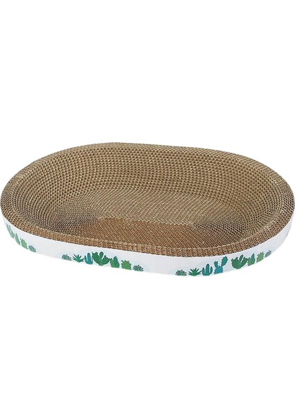 Oluklu Karton Kedi Çizik Çizik Ped Salonu Mat Karton Kedi Yatak Kedi Oval Kaktüs 43CM (Yurt Dışından)