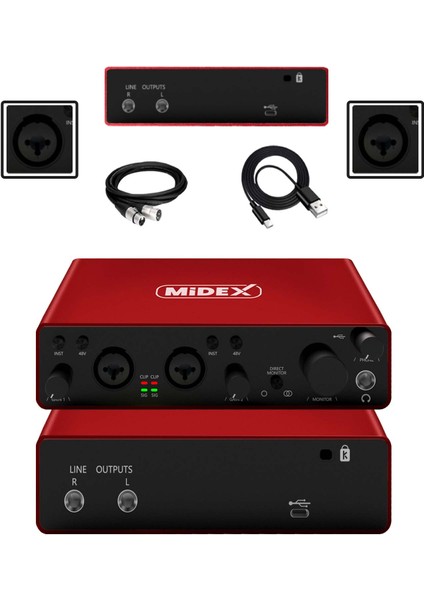 GLX-800RD Üst Segment USB Stüdyo Ses Kartı 2 Giriş 2 Çıkış 24BIT/192KHZ