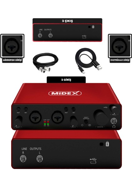 GLX-800RD Üst Segment USB Stüdyo Ses Kartı 2 Giriş 2 Çıkış 24BIT/192KHZ fiyatları