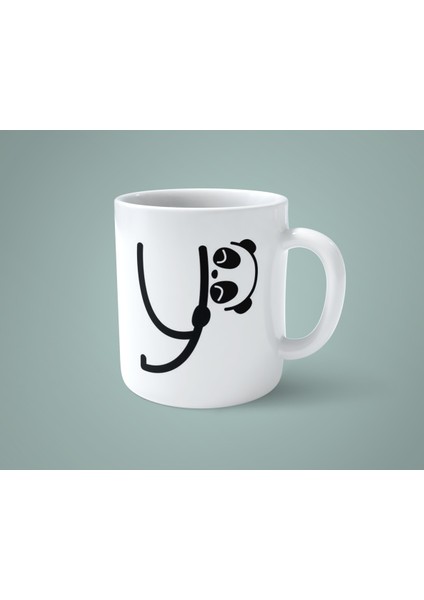 Y Harfi Panda Alfabe Baskılı Kupa Bardak