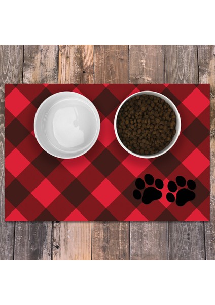 Vinil Kaymaz Tabanlı Keçe Baskılı Evcil Hayvan Pet Mama Paspası 40x60
