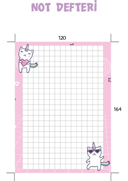 E-Olur Bugün Ben Sorumluluklarım Defteri - Not Defteri - To Do List - Cat Unicorn Desenli Üstten Tutkallı fırsatları