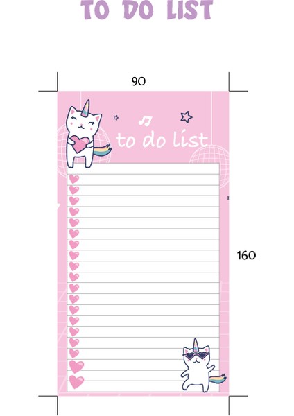 E-Olur Bugün Ben Sorumluluklarım Defteri - Not Defteri - To Do List - Cat Unicorn Desenli Üstten Tutkallı indirimleri