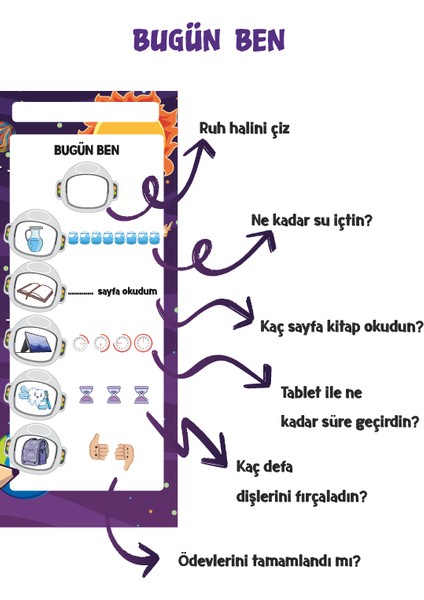 E-Olur Bugün Ben Sorumluluklarım Defteri - Not Defteri - To Do List - Asrtonot Desenli Üstten Tutkallı fiyatları