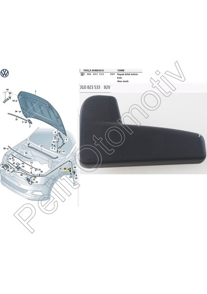 Volkswagen Motor Kaput Açma Kolu 6R1823533 3G0823533
