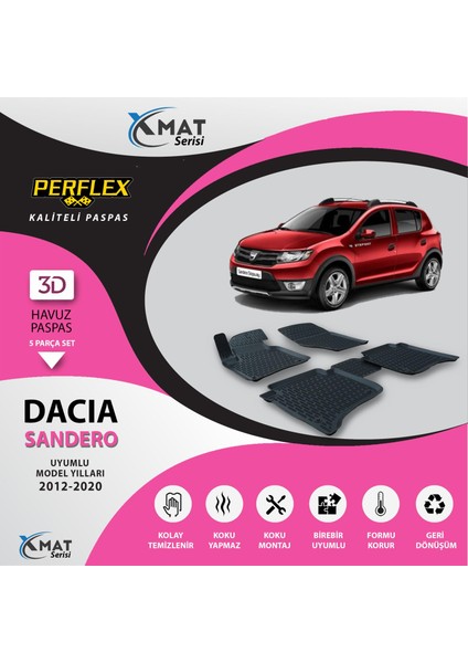 Paspas 3D Havuzlu X-Mat Sandero 2012-2020