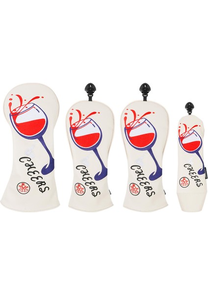4pcs Pu Golf Kafa Kapakları Golf Kulüpleri Golf Ahşap Başlık Erkek Kadın Kupası Beyaz (Yurt Dışından)