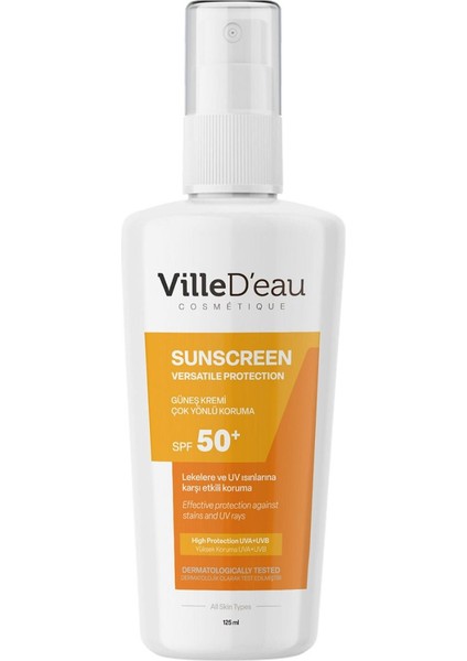 Leke Karşıtı Yüksek Korumalı SPF50+ Yüz ve Vücut Yaz ve Kış Güneş Kremi 125 ml Suncreen Versatile Protection