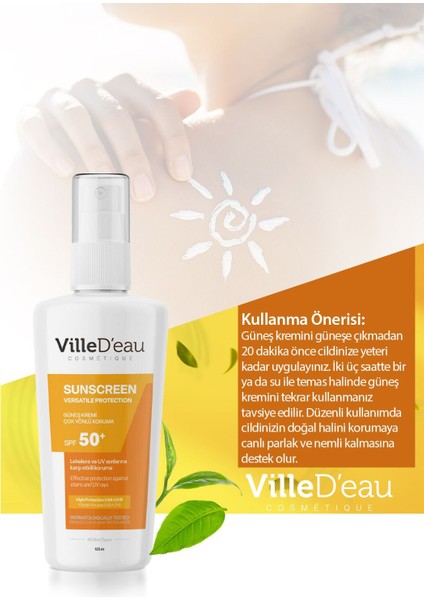 Leke Karşıtı Yüksek Korumalı SPF50+ Yüz ve Vücut Yaz ve Kış Güneş Kremi 125 ml Suncreen Versatile Protection