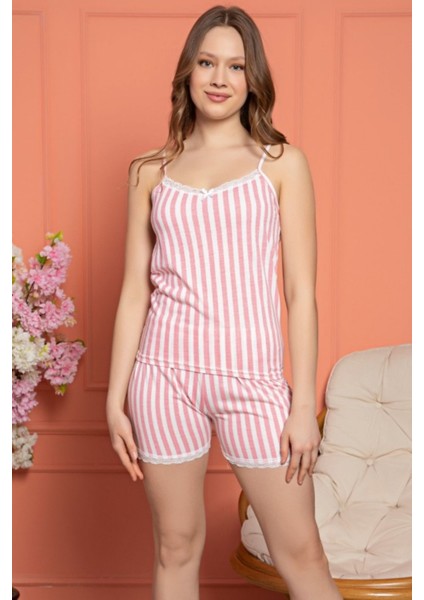 Dreamy Secret Dantel Detaylı Biyeli Askılı Şortlu Pijama Takımı