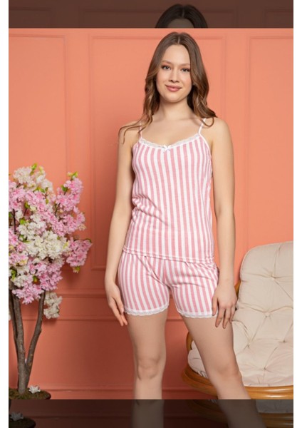 Dreamy Secret Dantel Detaylı Biyeli Askılı Şortlu Pijama Takımı modelleri