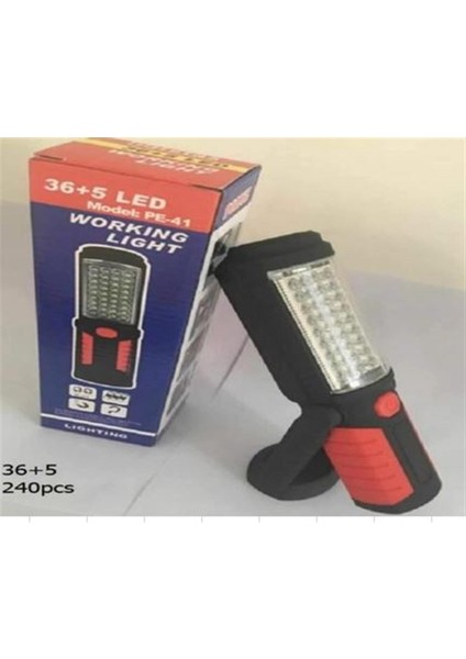 Pe-41 36+5 Ledli 2 Modlu Kancalı Mıknatıslı Pilli Çalışma Lambası