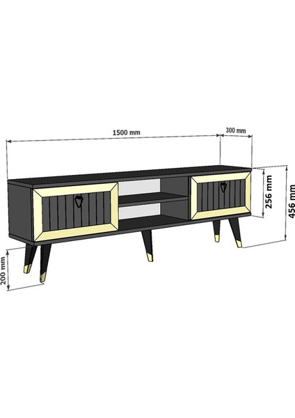 Lidya Tv Stand Antrasit-Altın