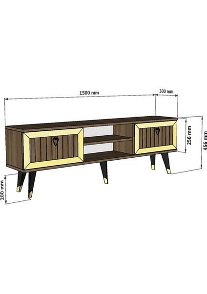 Lidya Tv Stand Ceviz-Altın