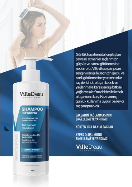 Kepekli Saçlar İçin Onarıcı - Arındırıcı ve Besleyici Şampuan 400 ml