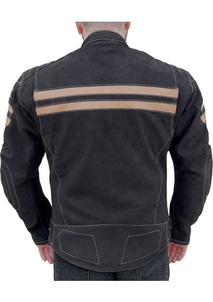 Retro Wax Black Korumalı Motosiklet Deri Montu modelleri