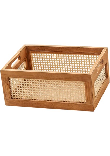 Ahşap Depolama Sepeti Ev Organizasyonu Dekoratif Vintage Masaüstü Çekmecesi Depolama 35CMX24CMX15CM (Yurt Dışından)