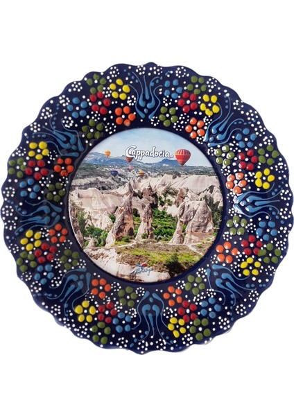 Dekoratif Kabartmalı, El Boyaması , Kapadokya Resim Baskılı 25 cm Tabak
