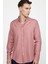 Slim Fit Uzun Kol Biyeli Yaka Düğmeli Keten Erkek Pudra Gömlek 3