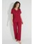 Kısa Kollu V Yakalı Dantelli Pijama Takımı 18495 1